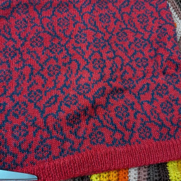 M Vintage Peruvian Connection Long Sleeve Red Knit Dress Bolivia h348 - Picture 8 of 9